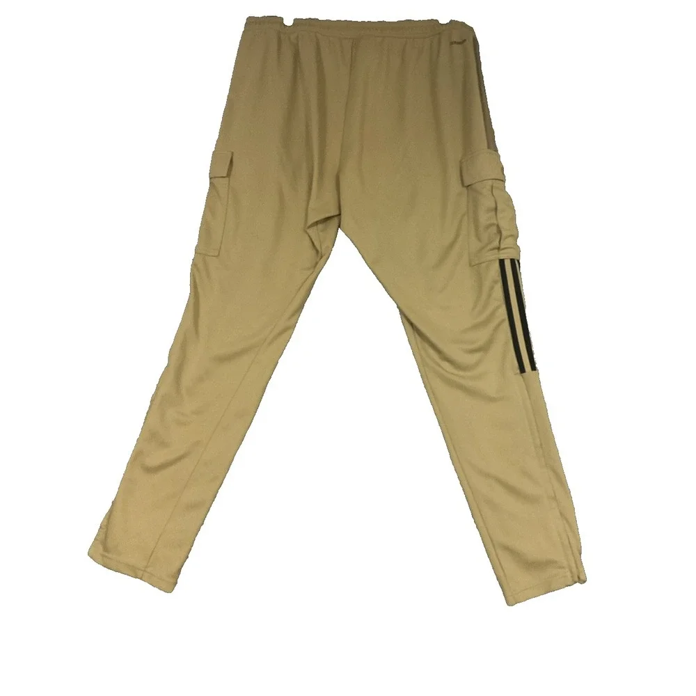Adidas Primegreen Track Pants Joggers Beige XXL 3 Stripe Soccer Athletic Gym Fit